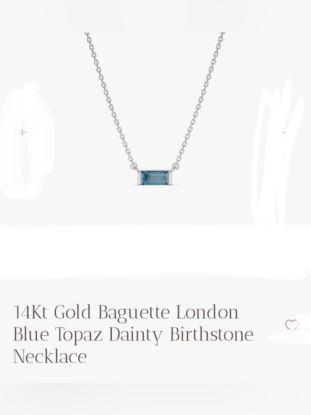 14k white gold necklace with blue topaz and six diamonds